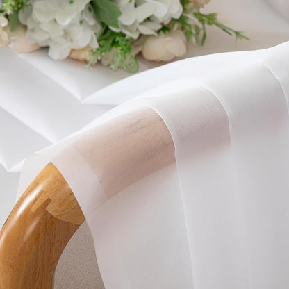 Aiyufeng White Sheer Curtains 90 Inches Long, Light Filtering Rod Pocket Solid Color Window Sheer Curtain Panels, Elegant Curtains & Drapes for Living Room, Bedroom 2 Panels (White, 59" W x 90" L)