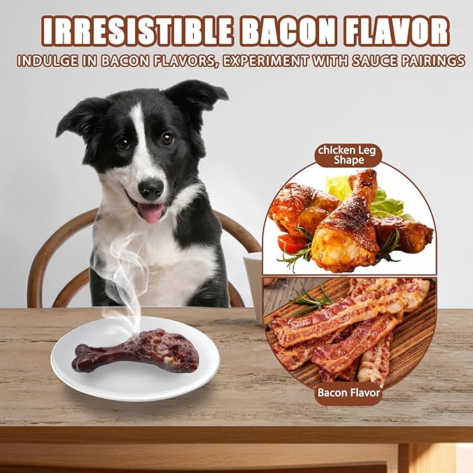 Dog Chew Toys for Aggressive Chewers, Indestructible Dog Toy for for Medium/Large Breed, Tough Nylon Teething Bone Toy to Keep Them Busy,Bacon and Real Beef Flavor (Bacon Flavor, 1 Pack)-Mewly Pet