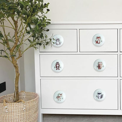 6PCS 1.5" Nursery Safari Animals Ceramics Drawer Handle Pulls Cute Decor Dresser Knobs Children's Cabinet Knob (Bear)