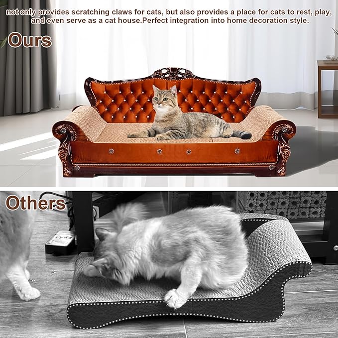 Sofa-Shaped Cat Scratching Couch & Lounge Bed - Thick Cardboard Cat Scratcher Pad (27.6" L x 12.4" W x 11.8" H)-Mewly Pet
