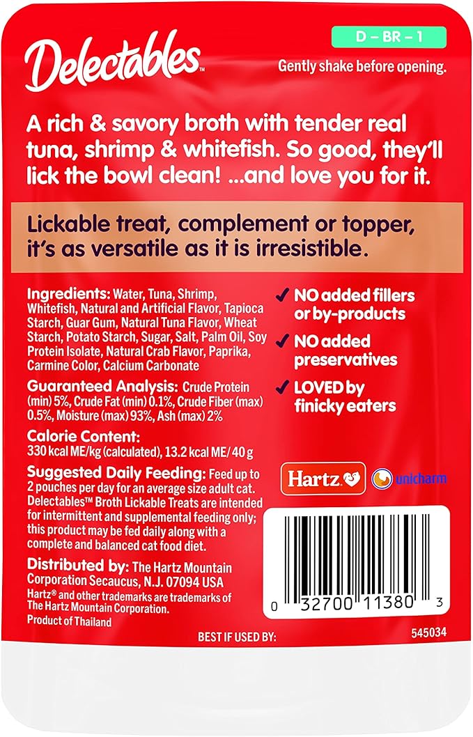 Hartz Delectables Savory Broths Variety Lickable Wet Cat Treats, 12 Count-Mewly Pet