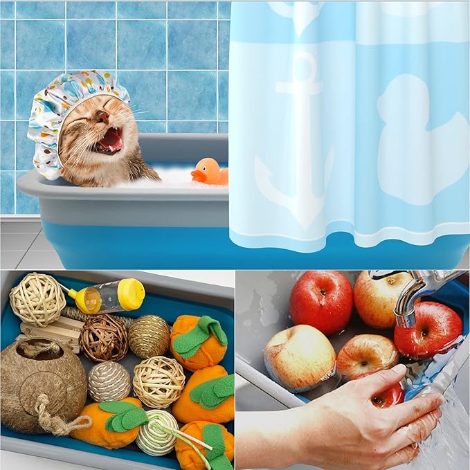 Fhiny 2PCS Open Cat Litter Box, Kitten Potty Pan Semi-Enclosed Foldable Waterproof Travel Toilet Low Entrance for Indoor Cats Small Pet Kitty Rabbit Supplies Easy to Clean and Assemble-Mewly Pet