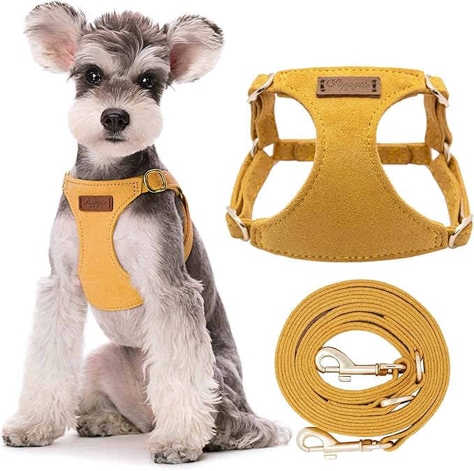 Puppytie No Pull Dog Harness with Multifunction Dog Leash,Soft Adjustable No Choke Escape Proof Pet Harness Vest for Medium Dogs or Large Dogs,Yellow,M-Mewly Pet