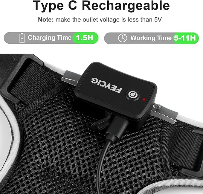 Light Up Dog Harness,Reflective Pet Harness Rechargeable,Led Dog Vest Harness for Night Walking,Adjustable Dog Safety Vest for Small Medium Large Dogs-No Pull,Black,L-Mewly Pet