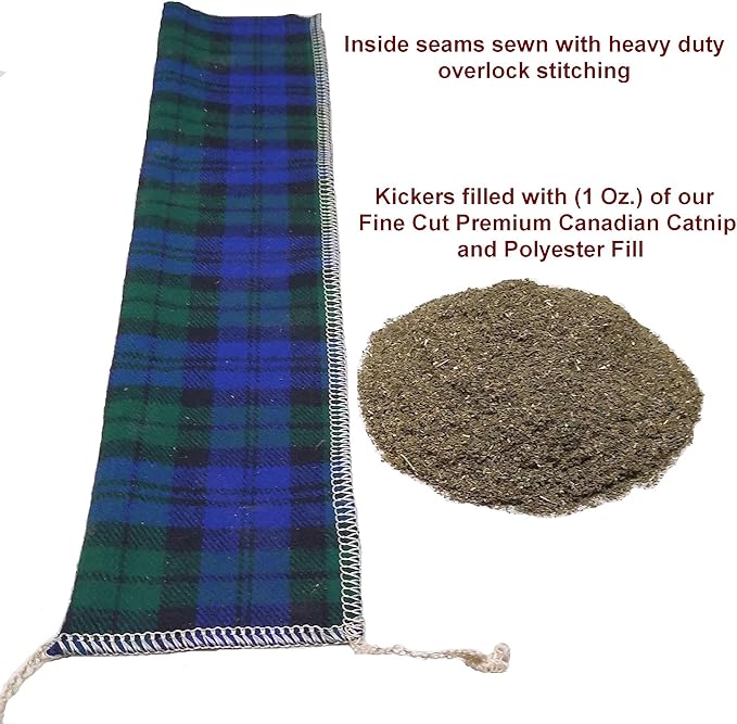 15" Catnip Cat Kicker Toys/Kitty Kick Sticks/Cat-Nip Kick Sticks (Tan and Brown Plaid) (Kickers Filled with 1 oz Premium Canadian Catnip)-Mewly Pet