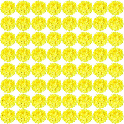 Auihiay 64pcs Hydrangea Artificial Flowers, Yellow Silk Hydrangea Heads with Stems, Hydrangea Flowers for DIY Wedding Centerpiece Baby Shower Home Party Decor (Yellow)