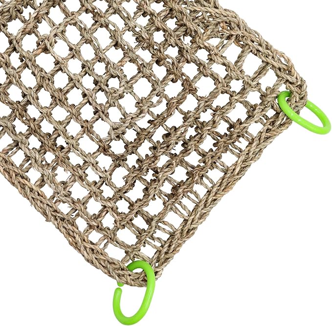 16 x 12 Inches Bird Seagrass Mat, Natural Seagrass Woven Net, Bird Hammock Mat with Hooks, Bird Cage Accessories, Climbing Rope Ladder Chew Toys for Cockatiel Hamster Guinea Pig Rats Hamster Parakeet-Mewly Pet