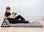 Leewadee 3-Fold Mat XXL with Triangle Cushion – Firm TV Pillow, Foldable Mattress with Cushion Made of Eco-Friendly Kapok, 67 x 31 inches, Black