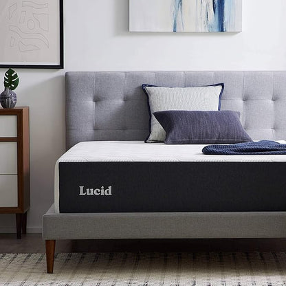 Lucid 14 Inch Memory Foam Mattress - Medium Firm Feel - Infused with Refreshing Bamboo Charcoal and Cooling Gel - Bed in a Box - Temperature Regulating - Pressure Relief - Breathable - Full Size