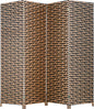 Room Divider Wood Screen 4 Panel Wood Mesh Woven Design Room Screen Divider Folding Portable Partition Screen Screen Wood for Home Office