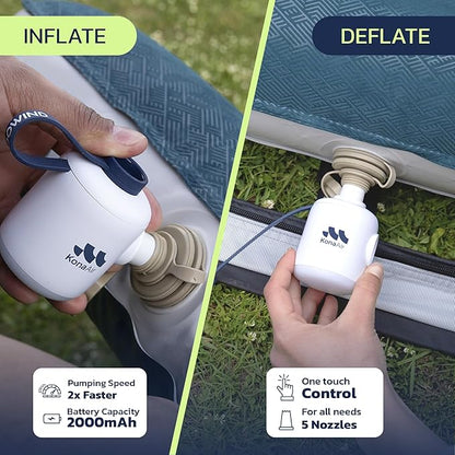 Woowind Electric Air Pump, Cordless Air Mattress Pump for Pool Floats, Swimming Rings, Air Bed, Air Sofa, Rechargeable Battery Powered