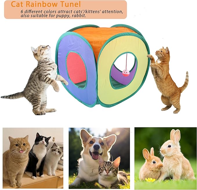 42pcs Interactive Cat Toys Kit - Multi-Activity Kitten Toy Set with Collapsible Tunnel, Feather Wand & Bell, Cat Balls Toys - Indoor Play Enrichment Supplies for Adult Cats & Kittens-Mewly Pet