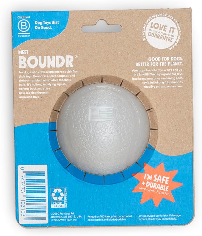 WEST PAW Boundr Ball Dog Fetch Toy – Bouncing Toys for Dogs, Fetch, Catch, Chewing, Play – Floatable, Recyclable Balls – Large Glow in The Dark-Mewly Pet