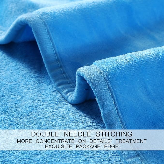 HOZY Soft Blanket Twin Size Fleece Warm Fuzzy Throw Blankets for The Bed Sofa Lightweight 350GSM Sky Blue 66"*90"