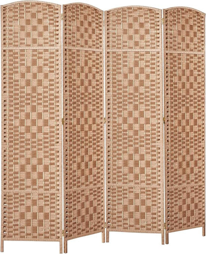 Rose Home Fashion 6 ft Tall Room Divider, Room Dividers and Folding Privacy Screens, 15.7in Privacy Screen 4 Panel Partition Temporary Wall Separation for Private, Natural