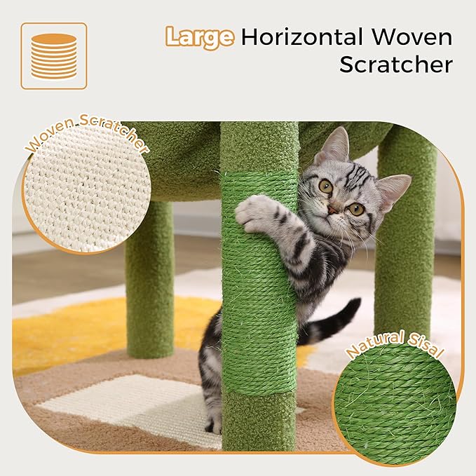 72” Cat Tree for Large Cats Big Cat Tower with Enlarged Hammock 21.6x17.7” Spacious Cats Condo House and Roomy Top Bed and Multiple Scratch Posts for Indoor Adult Cats (Green, XLarge-72)-Mewly Pet