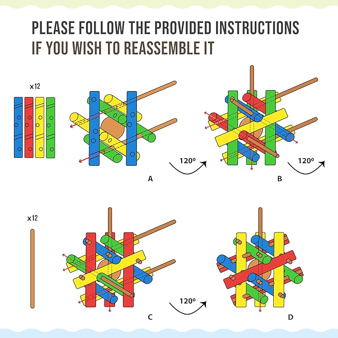 Wooden Chewing Toy for Small Animals, Natural Wood for Rabbit, Guinea Pig, Bunny, Chinchilla (Colored)-Mewly Pet