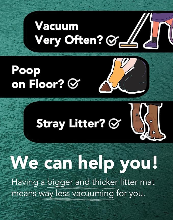 Lukamoo® Cute Cat Litter Mat (30’’x20’’), Extra-Large/XL, for Kitty Litter & Cute Cat Litter Box, Litter Trapping Mat (Long Hair White)-Mewly Pet