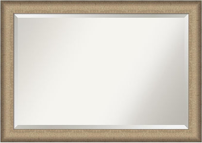 Amanti Art Bronze Bathroom Mirror for Over Sink, 29x41 Elegant Brushed Bronze Rectangle Vanity Mirror, Large Casual Frame, Hangs Horizonally and Vertically, Bathroom Wall Decor, Beveled Edge