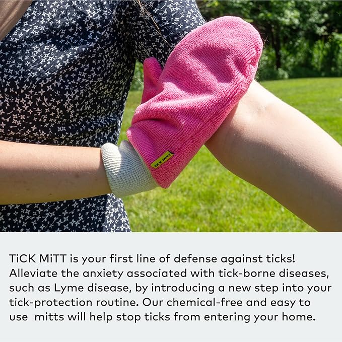 Pink Tick Removal Glove for Pets & People: Gently Remove Ticks with Ease - Chemical-Free, Durable, Portable Tick Management Tool for Outdoor Adventures & Everyday Use-Mewly Pet