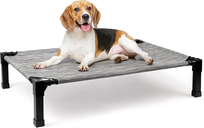 Heeyoo Elevated Dog Bed, Cooling Raised Pet Cot with Chew Proof Washable Breathable Mesh and Metal Frame, Portable Dog Cot Bed with No-Slip Feet for Outdoor or Indoor Use-Mewly Pet