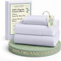 LANE LINEN 100% Organic Cotton Twin XL Sheets Set 3-Piece Pure Percale Bedsheets Bedding Breathable Fits Mattress Upto 15" Deep - Blue Ticking Stripe