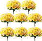Geosar 8 Bundles Artificial Peonies Flowers Fake Silk Peony Bouquet Faux Peonies Flowers Bulk for Decoration Vase Floral Arrangements Wedding Party Table (Yellow,Champagne)