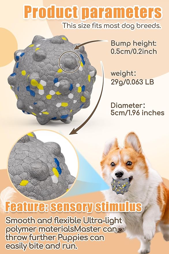 1.96'' Dog Balls for Dogs Aggressive Chewers Indestructible Tennis Durable Bouncy Interactive Dog Toy Balls for Fetch Game Floating Training(Grey Small)-Mewly Pet