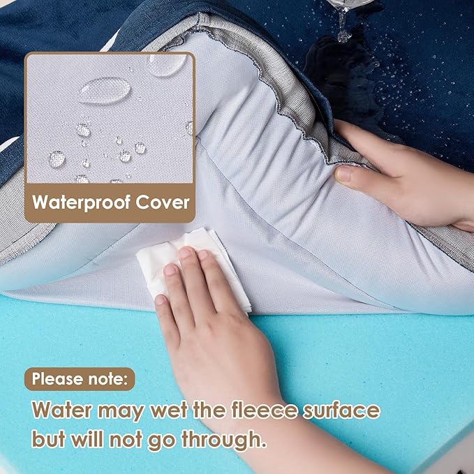 EHEYCIGA Orthopedic Dog Bed for Medium Dogs, Waterproof Memory Foam Medium Dog Beds with Sides, Non-Slip Bottom and Egg-Crate Foam Pet Couch Bed with Washable Removable Cover, Navy-Mewly Pet