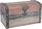 Household Essentials Small Wooden Storage Trunk, Weathered Wood with Paint Finish, Hinged Lid with Metal Accents