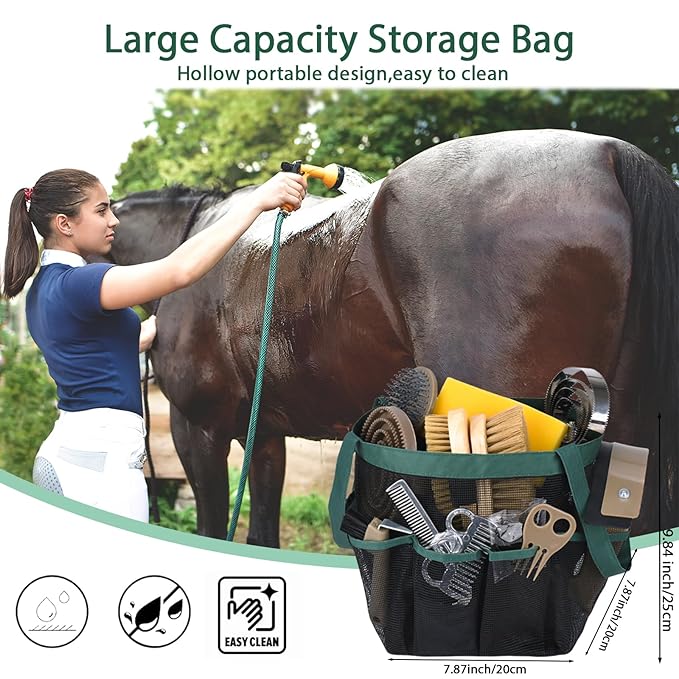 Horse Grooming Kit 13 Piece, Horse Brushes for Grooming Supplies Set with Organizer Bag, Horse Brush & Curry Comb for Effective Cleaning, Gift for Horses Riders Beginners-Mewly Pet