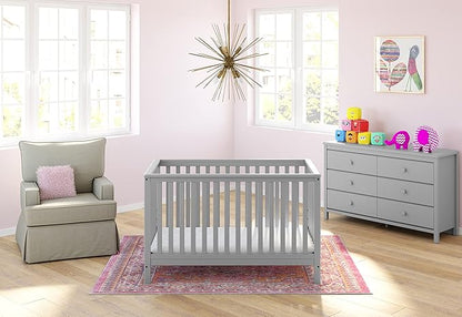 Storkcraft Alpine 6-Drawer Dresser (Pebble Gray) – GREENGUARD Gold Certified, Gray Dresser for Bedroom, Kids & Nursery Storage Drawers, Safety Interlocking Drawers, Pre-Installed Tracks, Kids Bedroom