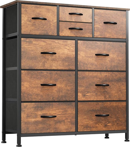 YITAHOME Dresser with 9 Drawers - Fabric Storage Tower, Organizer Unit for Bedroom, Living Room, Hallway, Closets - Sturdy Steel Frame, Wooden Top & Easy Pull Fabric Bins (Dark Grey)