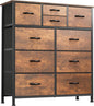 YITAHOME Dresser with 9 Drawers - Fabric Storage Tower, Organizer Unit for Bedroom, Living Room, Hallway, Closets - Sturdy Steel Frame, Wooden Top & Easy Pull Fabric Bins (Dark Grey)