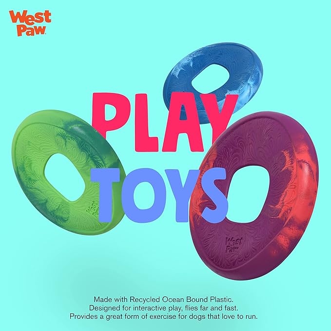 WEST PAW Seaflex Sailz Dog Toy Flying Disc – Machine Washable Dog Toys for Moderate Chewers – Eco-Friendly Zogoflex Toys for Dogs – Perfect for Gnawing, Fetch, Catch, Pet Training – Emerald-Mewly Pet