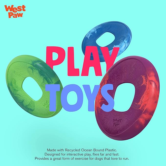 WEST PAW Seaflex Sailz Dog Toy Flying Disc – Machine Washable Dog Toys for Moderate Chewers – Eco-Friendly Zogoflex Toys for Dogs – Perfect for Gnawing, Fetch, Catch, Pet Training – Hibiscus-Mewly Pet