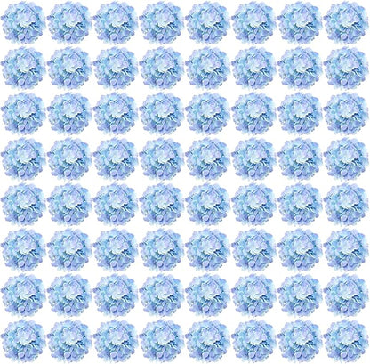 Auihiay 64 PCS Full Artificial Hydrangea Flowers, Blue Purple Silk Hydrangea Heads with Stems, Fake Flowers for Wedding Centerpieces, Baby Shower, Home, Garden, Party Decoration (Blue Purple)