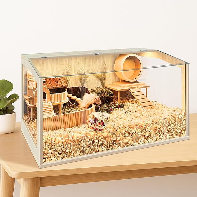 Prolee Hamster Cage Chewproof, Large Hamster Cage Guinea Pig Cages Openable Top with Acrylic Sheets Solid Built, 24"-Mewly Pet