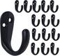 IBosins 15PCS Coat Hooks Wall Mounted Single Prong Robe Hook for Hanging Towel Hooks with 30 Screws for Bags, Hat, Cap, Scarf, Cup (Black)