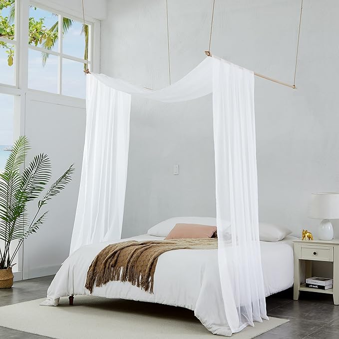 Warm Home Designs 24 Feet Long White Sheer Window Scarf. These XXL Length Valance Scarves 54 X 288 Inches in Size. Great as Bed Canopy or Wedding Arch Draping Fabric. AM White 288"