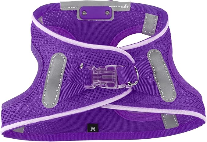 Light Up Dog Harness,Rechargeable LED Dog Harness for Small Medium Large Dogs,Reflective Lighted Safety Vest for Night Walking & Camping,Lightweight & Adjustable,Purple,M-Mewly Pet