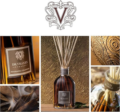 Dr. Vranjes - Oud Nobile 500 ml Reed Diffuser + Elegant Shopping Bag, Luxurious Home Fragrance, Woody & Resinous Notes, Made in Italy