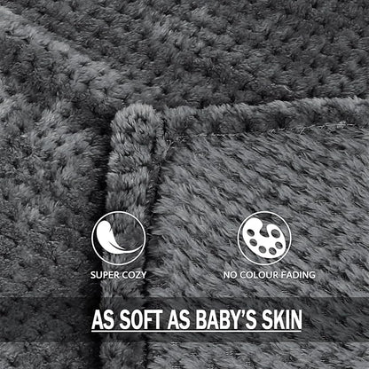 Exclusivo Mezcla Fleece Bed Blanket King Size, Super Soft and Warm Blankets for Couch, Sofa and Bed Waffle Textured, Cozy, Fuzzy and Lightweight (Dark Grey, 90x104 Inches)