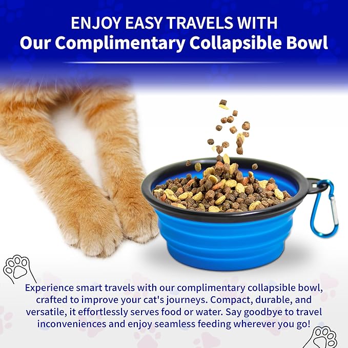 Pet Fit For Life - Vibrant Collapsible Travel Cat Litter Box - Portable, Foldable, Compact Design with Bonus Water Bowl - Ideal for Car & Camping - Reusable, Cats Safe - Coral, (16"x12"x5")-Mewly Pet