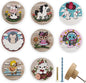 JamJam Set of 8 1.8" Wooden Flower Farm Animals Knobs Kids Nursery Room Unique Cabinet Decorative Dresser Drawer Knobs and Pulls Wood Rabbit Knob