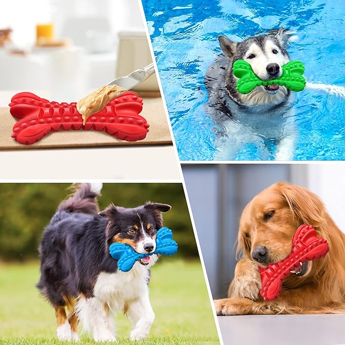 LEGEND SANDY Dog Toys for Aggressive Chewers Large Breed, Durable Dog Bones Squeaky Chew Toy, Nearly Indestructible Dog Toys for Large, Tough Natural Rubber Puppy Chew for Medium Teeth Cleaning-Mewly Pet