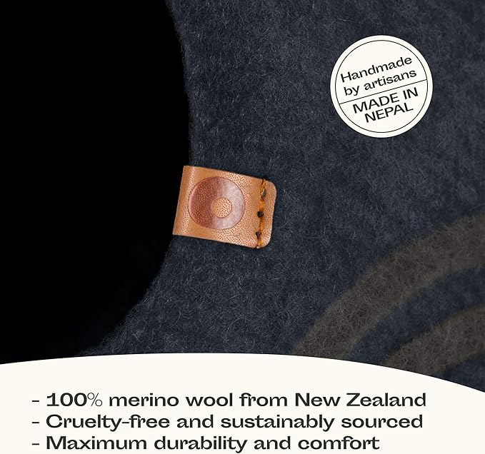 MEOWFIA Premium Felt Cat Bed Cave - Handmade 100% Merino Wool Bed for Cats and Kittens (Large, Slate Grey)-Mewly Pet