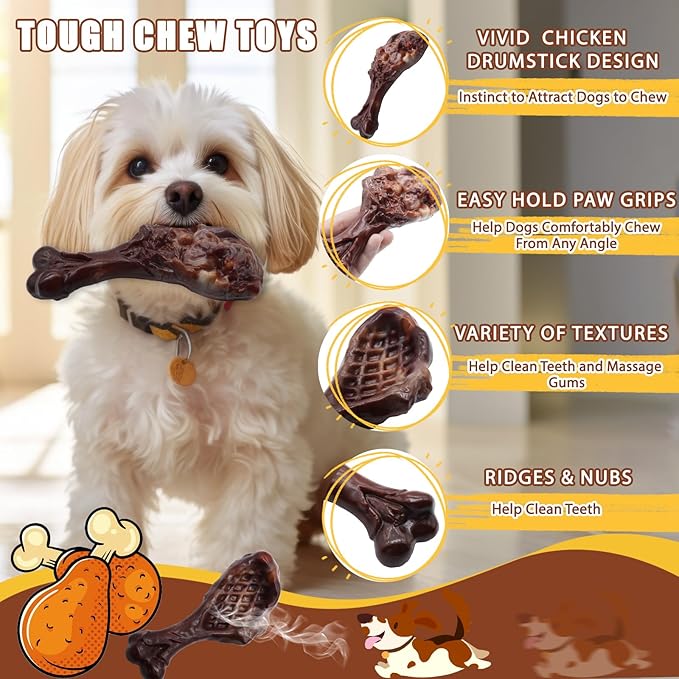 Dog Chew Toys for Aggressive Chewers, Indestructible Dog Toy for for Medium/Large Breed, Tough Nylon Teething Bone Toy to Keep Them Busy,Bacon and Real Beef Flavor (Beef+Bacon Flavor, 2 Pack)-Mewly Pet