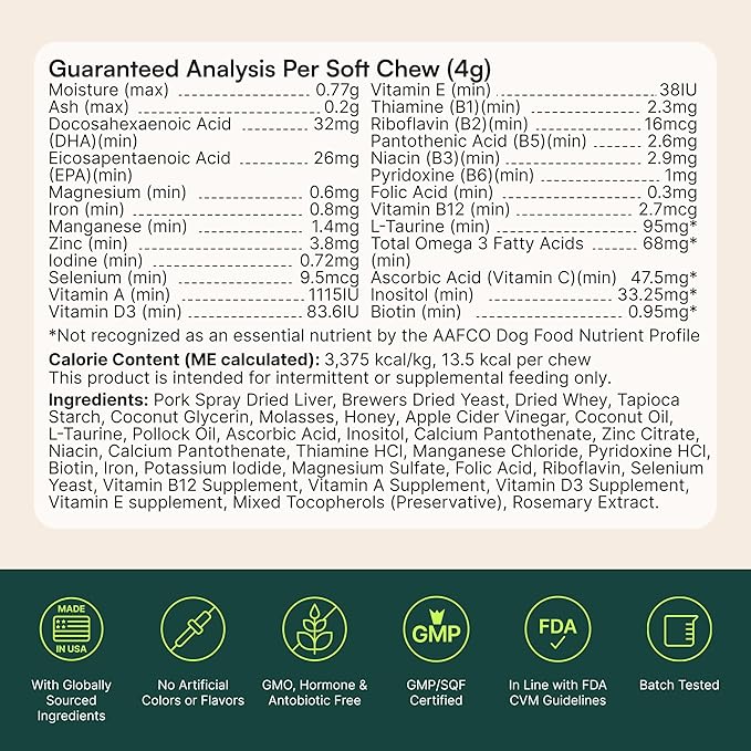 Wuffes 23-in-1 Dog Multivitamin Supplement for Hip & Joint, Skin & Coat and Immune System Support with Omega 3, Iron, Zinc, Vitamin C - Minerals & Vitamins for Senior Dogs and Puppies - 30 Soft Chews-Mewly Pet