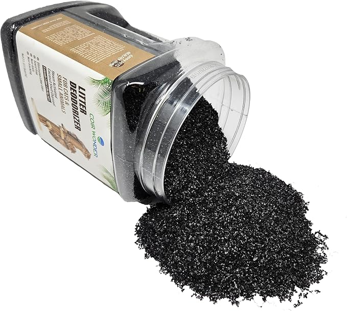 Cat Litter Deodorizer – 2.2 Lb Activated Charcoal Carbon – Odor Eliminator for Litter Box, Chicken Coop, Small Animal Enclosures – Extends Litter Life – Natural Pet Odor Control Granules-Mewly Pet